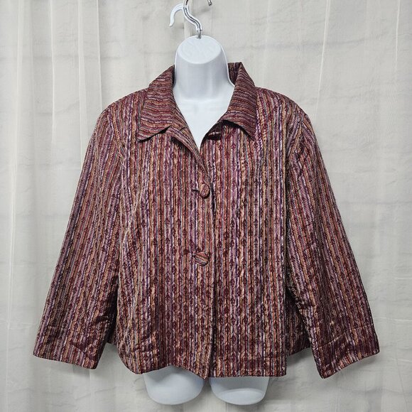Coldwater Creek Purple Striped Boho Jacket Retro PXL - Picture 1 of 12